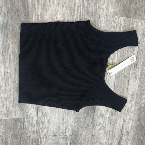 House of Harlow Revolve Women Knit Ribbed Tank Top Scoop Neck Black NWT Small - Picture 4 of 6